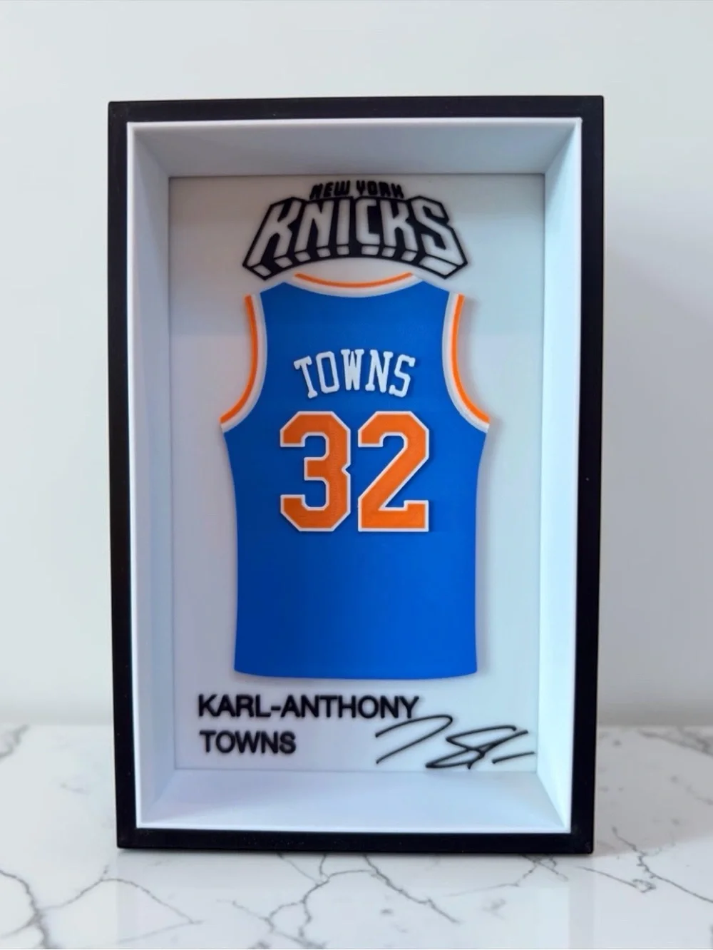 Karl-Anthony Towns #32 New York Knicks Inspired 3D Jersey Display Box